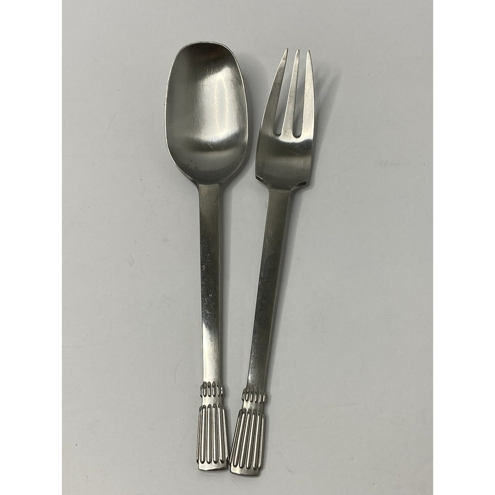 Dansk Designs Thor Stainless Finland Serving Spoon & Meat Fork